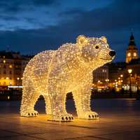 Escultura Comercial Gigante de Oso Polar 3D con Luces LED para Exteriores, Personalizable, de Aleación de Aluminio, Resistente al Frío (-60°C)