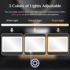 3 màu sắc ánh sáng Led Gương Dimmable Tempered Glass nổ bảo vệ cảm ứng chuyển đổi chức năng bộ nhớ chống sương mù phòng tắm gương - Product Image 3