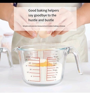 Nueva taza medidora de vidrio de borosilicato y alta temperatura con taza graduada para hornear en la cocina de grado alimenticio - Product Image 3