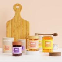 Edle 180ml 350ml 500ml Individuelle Umweltfreundliche Lebensmittel-Vorratsgläser Marmeladen- Soßen- Gewürz- Nuss- Runde Leere Honiggläser mit Holzdeckel