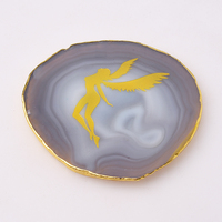 Dalle d'agate tranche d'agate de haute qualité avec mauvais yeux ange beau motif pour les méditations de yoga artisanat en cristal spirituel