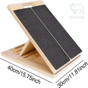 Planches inclinées pliables portables en bois à angle réglable pour l'entraînement d'équilibre, le yoga, les exercices de gym et les étirements des mollets avec poignée - Product Image 3