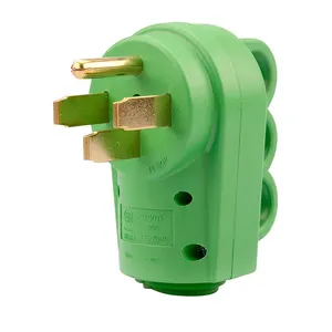 P031 NEMA 14-50P RV Replacement Male Plug, 125/250V 50 Amp with Disconnect Handle, Green