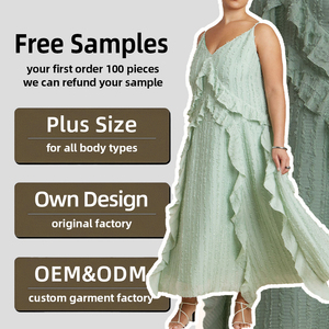 Vestido Maxi <span class=keywords><strong>de</strong></span> Fiesta Personalizado en Verde Menta con Volantes, Cuello en V, Tirantes Finos y Diseño Escalonado para Mujer, Talla Grande - Product Image 2
