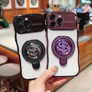 Di lusso placcatura trasparente TPU denaro rotante cavalletto posteriore custodia per <span class=keywords><strong>iPhone</strong></span> 16 15 14 13 12 <span class=keywords><strong>11</strong></span> <span class=keywords><strong>Pro</strong></span> Max copertura di protezione per obiettivo della <span class=keywords><strong>fotocamera</strong></span> - Product Image 4