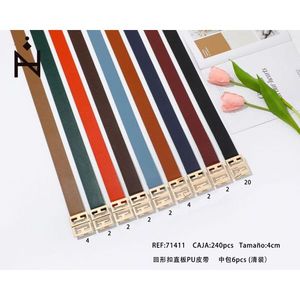 Cintura in PU con fibbia a piastra da 4 cm Az per donna e uomo, abbigliamento casual, fibbia in lega, cinture in tessuto di poliestere - Product Image 3