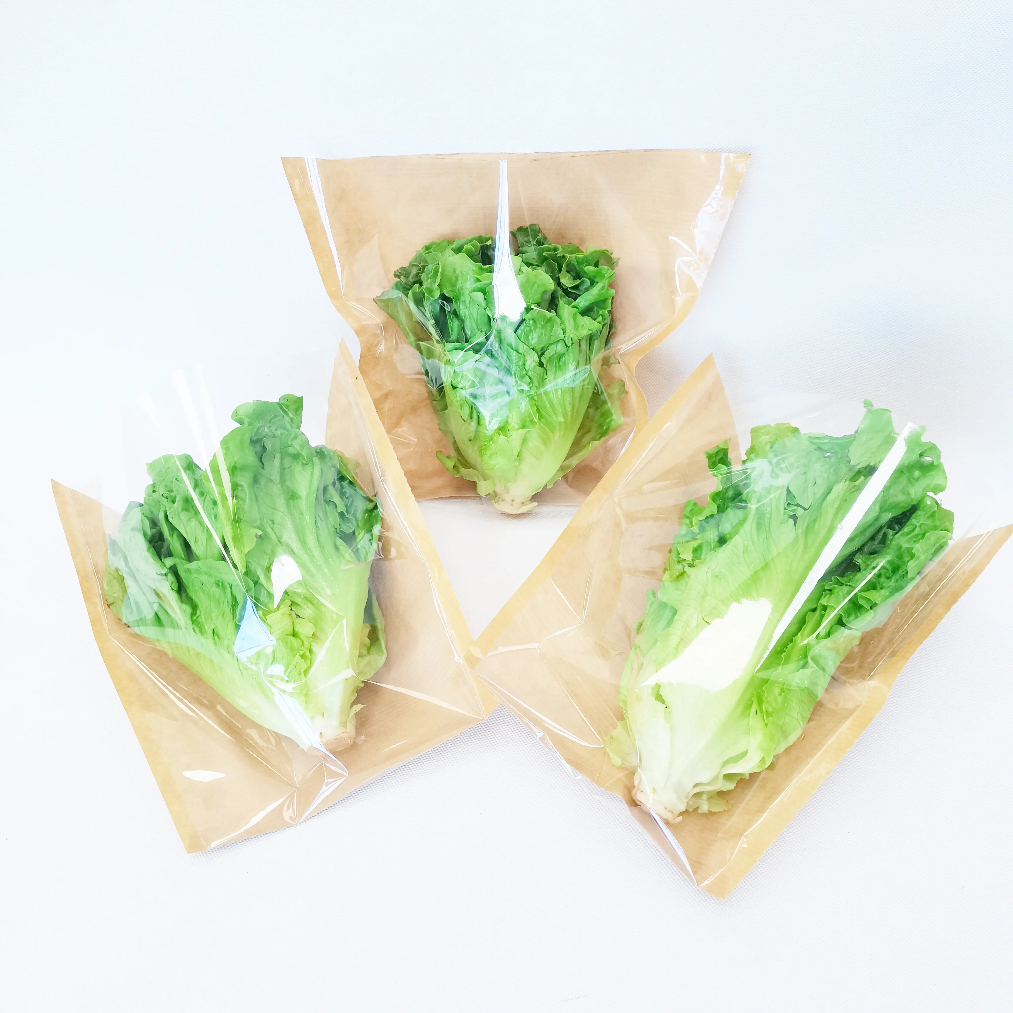 مخصص شفاف من البلاستيك بارد الخضروات الطازجة المعيشة الخس الريحان الأعشاب الطازجة القابلة لإعادة التدوير بوب + ورق الكرافت كيس مخروط النصيبة الغذاء باك