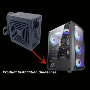 คอมพิวเตอร์เกม ATX PSU พาวเวอร์ซัพพลาย200W/250W/300W/400W/500W คอมพิวเตอร์ ATX ปรับแต่ง PSU ด้วยพัดลมระบายความร้อนสีดำ