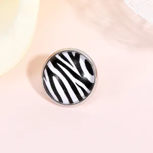 Custom Metal Badge Logo Buckle Round zebra pattern Brooch Pin Clothes Chest Lapel With Butterfly Clutch
