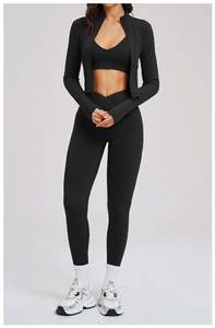 Ensemble de survêtement personnalisé 2 pièces grande taille pour femme : Leggings et veste de sport pour la gym, le fitness et le yoga – Vente en gros - Product Image 5
