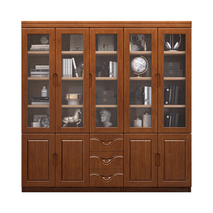 Shulin <b>Solid</b> <b>Wood</b> <b>Bookcase</b> With Glass Doors 601 Storage Cabinet For Home Office Display Shelf Modern Minimalist Design - Product Image 5