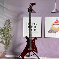 Guitare basse électrique personnalisée rouge métallique à 4 cordes de forme spéciale Solid Body Maple Neck Accept 4 5 6 cordes Basse électrique OEM