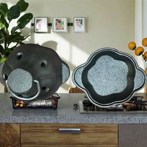 Sartén <span class=keywords><strong>para</strong></span> asar de hierro fundido <span class=keywords><strong>para</strong></span> barbacoa de ajo, Té naranja, castañas guisadas, frutos secos, olla de dos orejas sin recubrimiento - Product Image 4