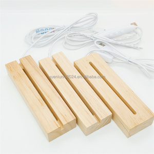 USB Acrylic phát sáng gỗ sồi 3D ánh sáng ban đêm cơ sở sáng tạo <span class=keywords><strong>LED</strong></span> Craft giữ đèn thiết kế hiện đại kích thước nhỏ vuông gỗ Pin - Product Image 5