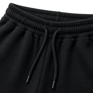 Shorts en coton noir pour homme Void Lane avec cordon de serrage, style décontracté, logo imprimé sur le devant, tissu tricoté respirant - Product Image 3