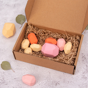 10 pezzi di pietre di bilanciamento colorate naturali fai da te <span class=keywords><strong>blocchi</strong></span> di legno impilabili gioco per bambini Set di coordinazione occhio-mano - Product Image 2