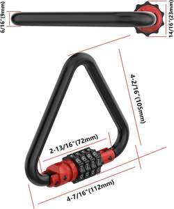 YH3425 Serrures à combinaison, clip de mousqueton robuste, serrure combinée à code en forme de triangles pour serrure à câble de sécurité de vélo en boucle - Product Image 3