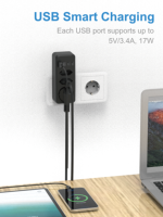 CE Sertifikalı 3500W Çoklu Prizli EU Priz Uzatıcısı Elektrik Fişi 2 AC 2 USB-C/USB-A Portlu F/Schuko Fiş Saf Bakır 12 Ay Garantili