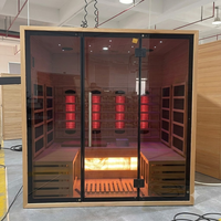 Ruang Sauna Inframerah Dalam Ruangan Desain Baru Ukuran 4 Orang, Terbuat dari Kayu, dengan Batu Garam Himalaya