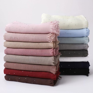 Bandanas ethniques, châle pour femmes musulmanes, écharpe en fil de bambou, enveloppe avec ornements en cristal et franges, couleur <span class=keywords><strong>Ure</strong></span>, bordure scintillante - Product Image 1