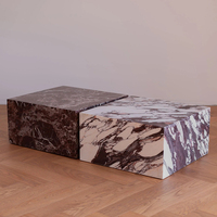 Table basse en marbre Calacatta Viola, style moderne et luxueux, en forme de cube bas, pour salon, villa, hôtel, maison, petit appartement