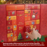 Vente en gros Boîte-cadeau surprise créative avec calendrier compte à rebours de Noël Arbre de Noël imprimé petit dossier en carton pour cadeau alimentaire