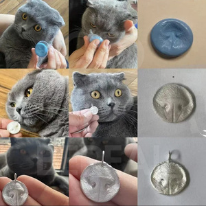 Professional Grade Pure Silver Clay Handcrafted Silver Jewelry <b>Rings</b> Pendants <b>Cat</b> Dog Nose Prints Pendants Parent Child Games - Product Image 4