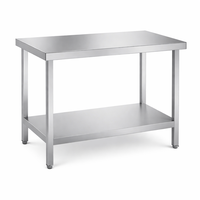 Table de préparation alimentaire professionnelle à pieds carrés en acier inoxydable 304 201 pour restaurant, vente en gros