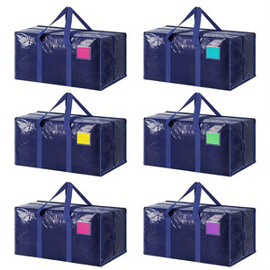Sacs de déménagement extra-larges et robustes pour le <span class=keywords><strong>rangement</strong></span> et l'<span class=keywords><strong>organisation</strong></span> des vêtements à la <span class=keywords><strong>maison</strong></span> ou en dortoir, lot de 6, avec fermeture éclair renforcée et poignées larges - Product Image 1