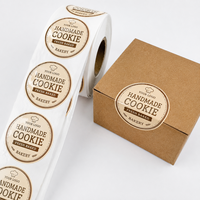Etiquetas Adhesivas para Alimentos con Logotipo de Marca Comercial, Etiquetas Redondas de Vinilo Impermeables para Sellado de Embalaje, Rollo de Etiquetas Personalizadas