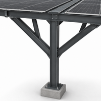 Système de carport solaire commercial triphasé à double rangée de panneaux monocristallins de type Y, 50KW 100KW, raccordé au réseau, pour le stationnement