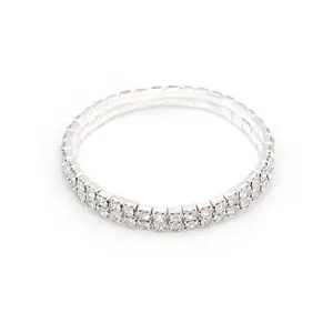 European And American Fashion Jewelry Bracelet Super Flash Full Diamond Single Row Elastic Temperament Hand Jewelry Wholesale
