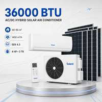 Climatiseur hybride solaire + réseau AC/DC 36000 BTU pour usage domestique, à onduleur DC, mural, refroidissement et chauffage, 80-380V AC 110-240V, SANYO R32