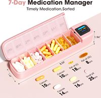 A170 Pilulier 7 jours Rose Automatique Intelligent Pilulier Alarme Portable Hebdomadaire Voyage Pilulier Médicaments Stockage