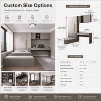 Lit de rangement gain de place avec armoire intégrée, tiroirs et étagères – Mobilier de chambre moderne – Fabricant OEM ODM