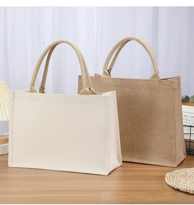 Sac à provisions en lin, vente en gros, sac à main en lin, sac en Jute vierge, sac en lin imprimé personnalisé - Product Image 4