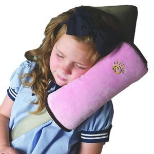 Coussin d'épaule en peluche pour ceinture de sécurité pour enfants, bleu, 28x26x14cm, oreiller réglable pour la sieste en voiture - Product Image 5