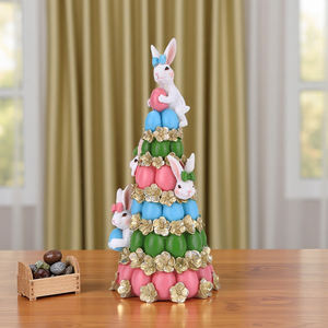 Set di statuine di coniglietto di pasqua in resina di decorazione artistica carina Redeco con accenti di uova colorate ornamenti per la casa - Product Image 2