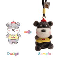 Porte-clés personnalisé en peluche super douce Schnauzer de dessin animé, jouet Kawaii, cadeau de Saint-Valentin, décoration de chambre, unisexe, à partir de 14 ans, vente en gros OEM ODM