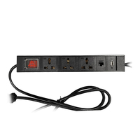 Multiprise murale en alliage d'aluminium de 1,5 m avec 3 prises universelles, port USB A, port réseau, interrupteur 16A pour la maison, le bureau, le dortoir