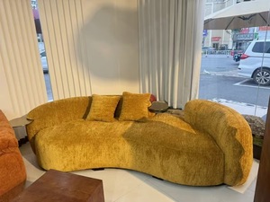 Modern Boucle Sectional <b>Sofa</b> S Shape Curved Design Three Seat Contemporary Living Room Furniture - Product Image 4