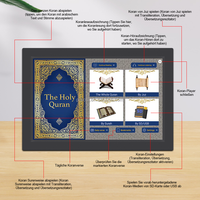 Jam Azan Digital 10 Inch Terlaris, Tablet Jam Sholat Muslim Layar Sentuh, untuk Rumah dan Kantor, dengan Fitur Hadith dan Bacaan Al-Quran, Bahan Plastik