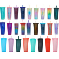 Vasos de plástico con pajita de plástico botella de agua con pajita deporte botella de agua de plástico termo de gran capacidad