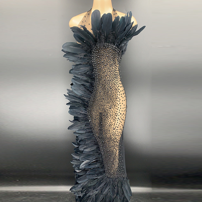 Peacock Feather Cocktail Dress - Elegant & Durable