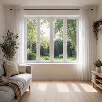 Ventanas Abatibles con Paneles Divididos de 4 Paneles, Marco Delgado de Aluminio Blanco, Diseño Moderno para Casa de Campo y Patio