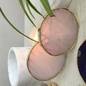Round Rose Quartz <strong>Coasters</strong> Wholesale Round Rose Quartz <strong>coaster</strong> Gold Trim pink <strong>Agate</strong> <strong>Coasters</strong> with Gold Trims - Product Image 6