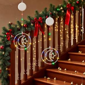 Guirlandes lumineuses LED étoiles et lunes, indice de protection IP44, fonctionnant sur piles, ventouses pour décoration de Noël, fenêtres/<span class=keywords><strong>balcon</strong></span>/fête/mariage - Product Image 4