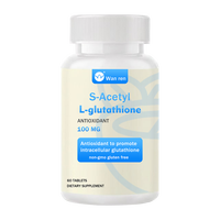 Comprimés Végans Hydratants et Éclaircissants pour la Peau, Marque Privée, 60 Comprimés, 1800mg de S-Acétyl L-Glutathion avec Vitamines C et E