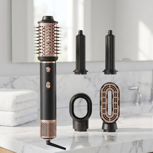 ไดร์เป่าผมความเร็วสูง 1000W เครื่องหนีบผม เครื่องม้วนผม แปรงลมร้อนประจุลบ เครื่องจัดแต่งทรงผม หัวเป่าลมแบบรวม 5-in-1 ใช้ได้ทั้งในโรงแรมและนอกสถานที่ - Product Image 1
