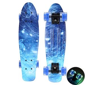 Planche à roulettes <span class=keywords><strong>Cruiser</strong></span> de 22 pouces en <span class=keywords><strong>plastique</strong></span>, style rétro, motif galaxie, étoiles, floral, dégradé, style Penny - Product Image 2
